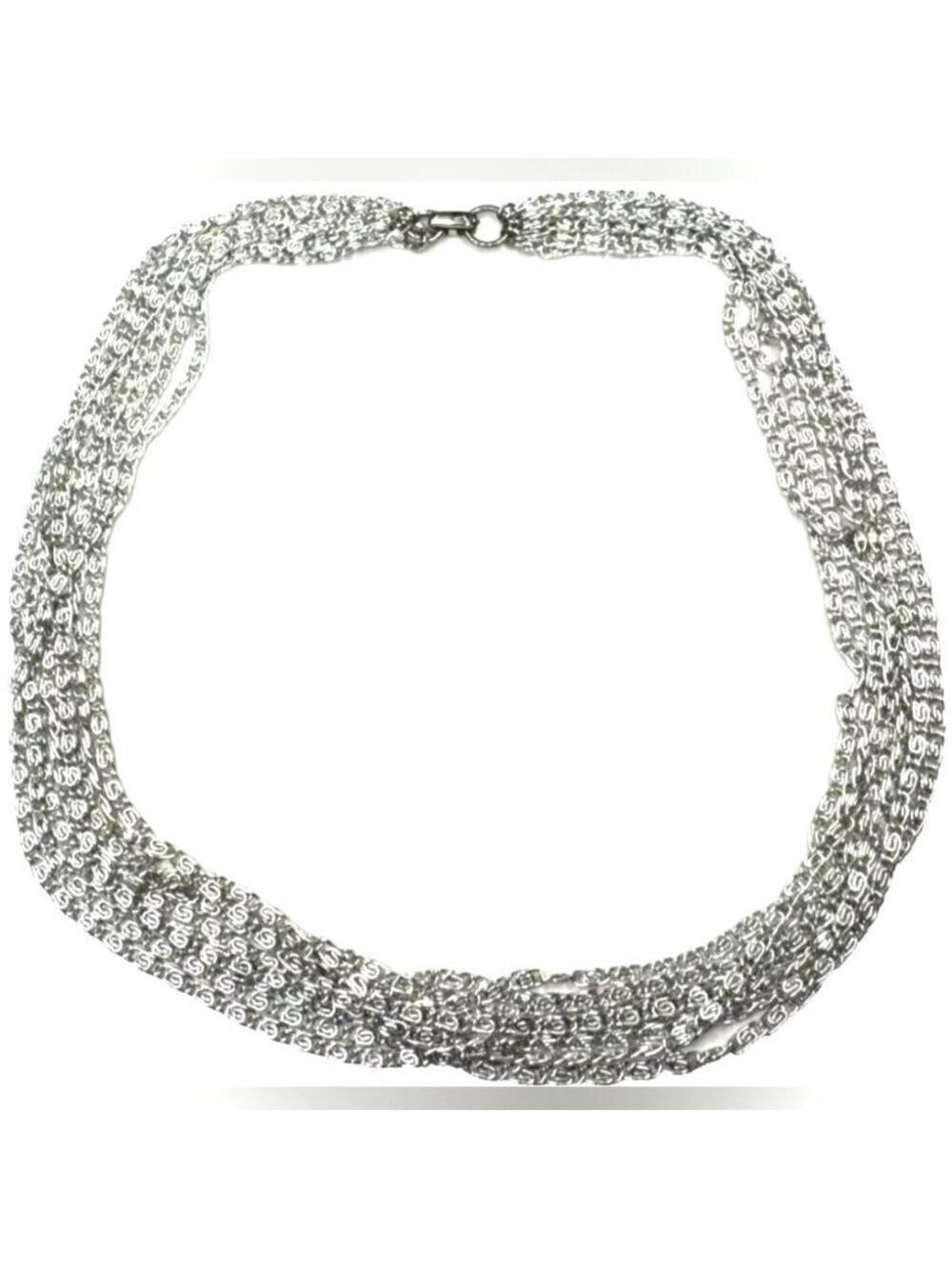 Vintage Necklace Multi Chain Signed Sarah Cov Silver Tone Dainty Necklace 17.5"